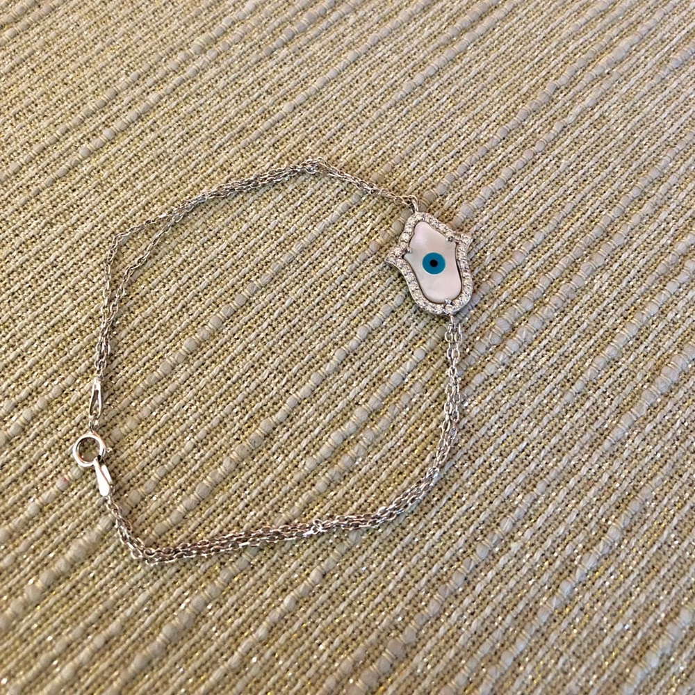 Evil Eye 🧿 Silver and Mother of Pearl bracelet